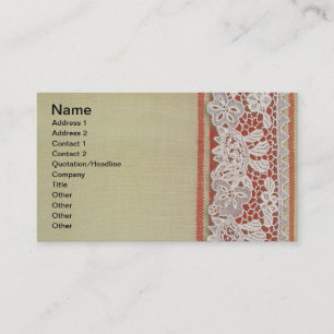 Antique Rose Lace Rustic Red Victorian Burlap Business Card