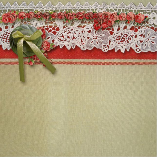 Antique Rose Lace Rustic Red Victorian Burlap Statuette (Front)