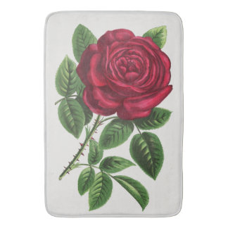 Antique Rose Lithograph, François-Frédéric Grobon Bath Mat
