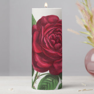 Antique Rose Lithograph, François-Frédéric Grobon Pillar Candle