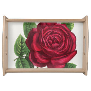 Antique Rose Lithograph, François-Frédéric Grobon Serving Tray