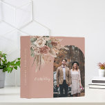 Antique rose pampas muted photo arch wedding album 3 ring binder<br><div class="desc">Personalize and add your wedding photo inside the arch frame. For best result use a vertical sized photo. A antique rose colored background. Muted,  cream,  taupe,  beige earthy roses,  eucalyptus greenery,  and pampas grass for a natural and romantic feel.  
Add your own text on the spine.</div>