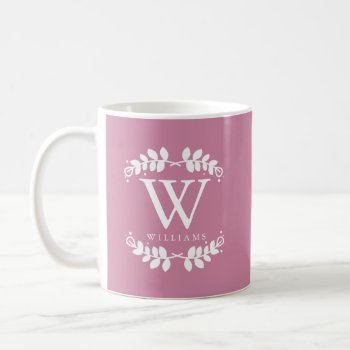 Antique Rose Pink Monogram Coffee Mug by heartlockedhome at Zazzle