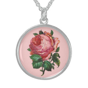 Antique Rose Sterling Silver Necklace