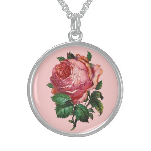 Antique Rose Sterling Silver Necklace