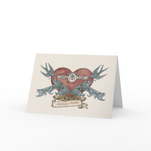 Antique Rose Submarine Gold Dolphin Greeting Card
