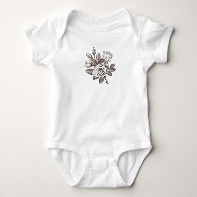Antique Rose T-Shirt Baby Bodysuit (Front)