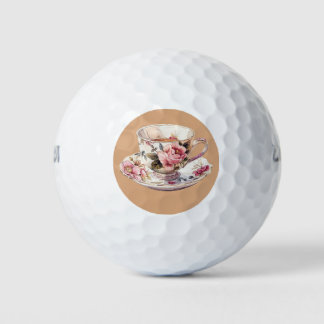Antique Rose Tea Time Floral Golf Balls