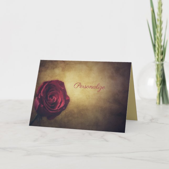 Antique Rose with Gold Background Personalize Card (Front)