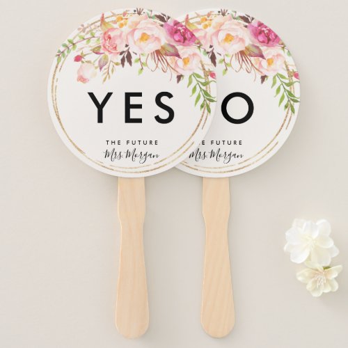 Antique Rose Yes To The Dress Yes No Signs Hand Fan