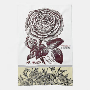 Antique Rose - Your Choice of Text Kitchen Towel