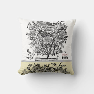 Antique Rosebush -Your Choice of Text Throw Pillow