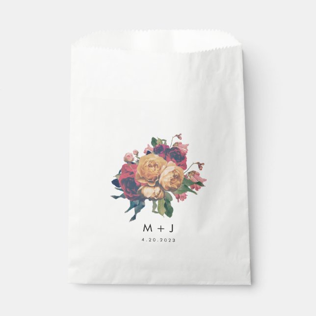 Antique Roses Botanical Fete Wedding Favor Bag (Front)