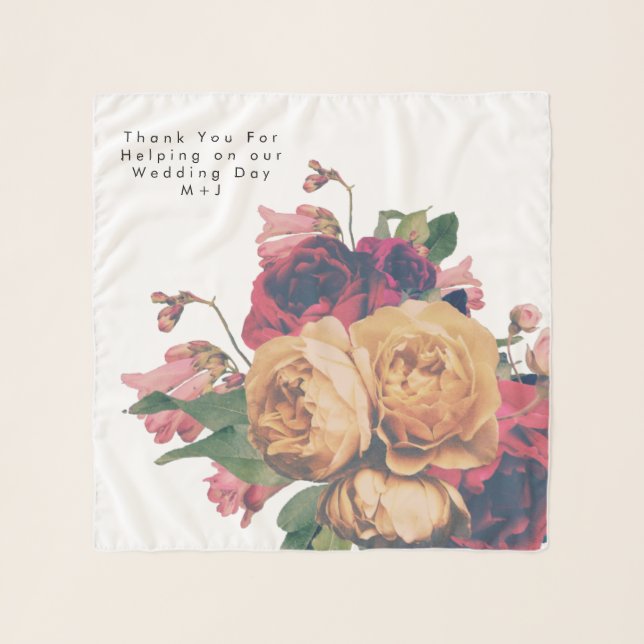 Antique Roses Botanical Fete Wedding Scarf (Front)