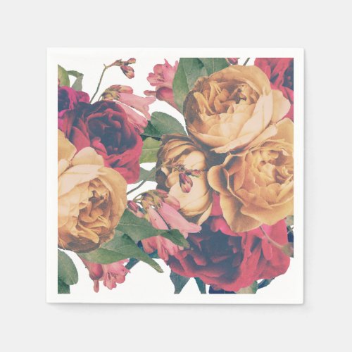 Antique Roses Botanical Fete Wedding Table Napkins