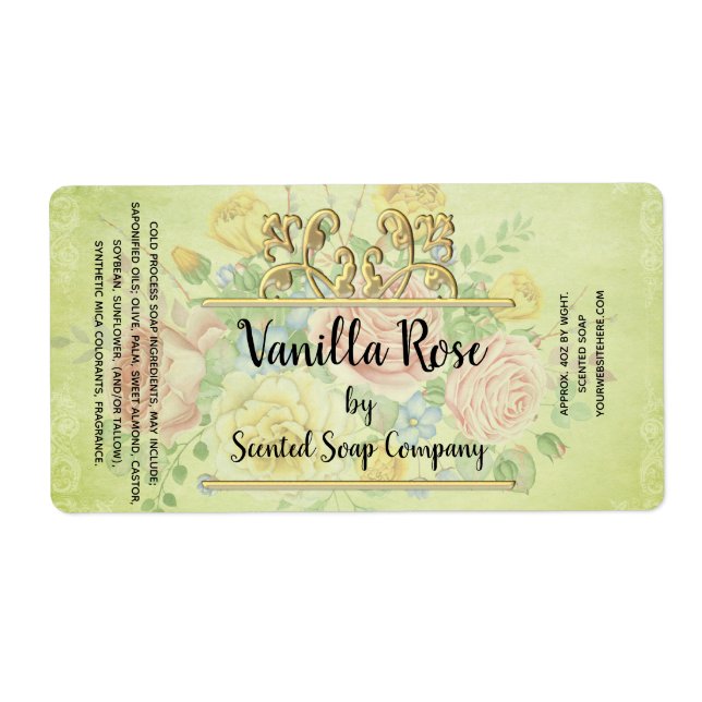 Antique Roses Cold Process Soap Label Template (Front)
