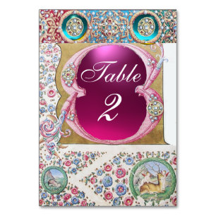 ANTIQUE ROSES, FLORAL, BLUE PINK GEMSTONES,PEARLS TABLE NUMBER