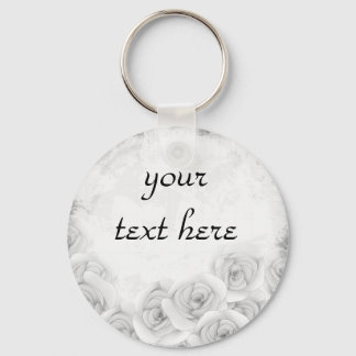 Antique roses keychain for your text