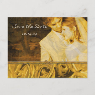 Antique Roses Save The Date with Your Photos Announcement Postcard