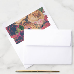 Antique Roses Vintage Boho Wedding Envelope Liner