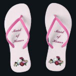 Antique Roses Wedding Maid of Honor Flip Flops<br><div class="desc">Antique roses are the theme of these elegant floral Maid of Honor flip flops with an exquisite bouquet of old fashioned rose flowers in red,  pink and white.   Customize text for your special occasion.</div>