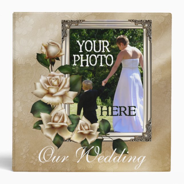 Antique Roses Wedding Photo Book Binder (Front)