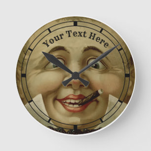 Antique Round Face Print Clock