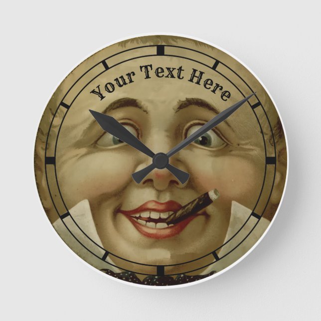 Antique Round Face Print Clock (Front)
