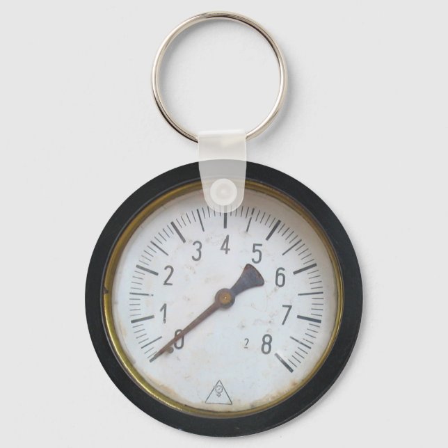 Antique Round Pressure Meter Gauge Keychain (Front)