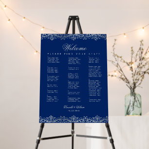Antique Royal Blue Gray Alphabetical Seating Chart Foam Board