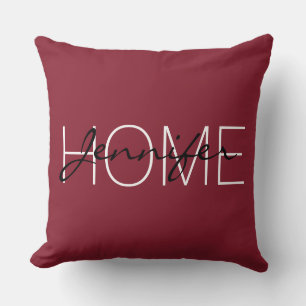 Antique ruby color home monogram throw pillow