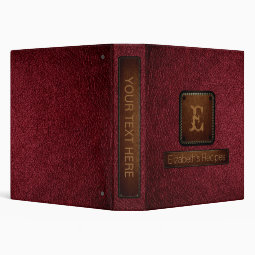 Antique ruby Leather Elegant Monogram 3 Ring Binder | Zazzle