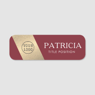 Antique Ruby Red Luxury Glitter Gold Logo Name Tag