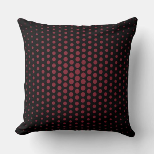 Antique ruby Techno Dots Modern Black Throw Pillow