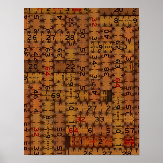 Antique Ruler Measured Pattern Poster (Front)