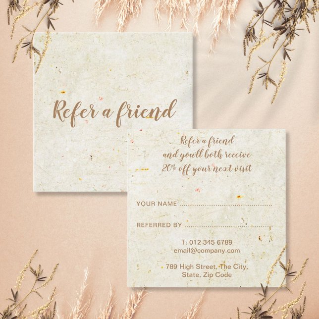 Antique Rustic Boho Elegant Script Referral Card (Antique Rustic Boho Elegant Script Referral Card)