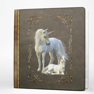 Antique Rustic Magical Unicorn and Foal 3 Ring Binder