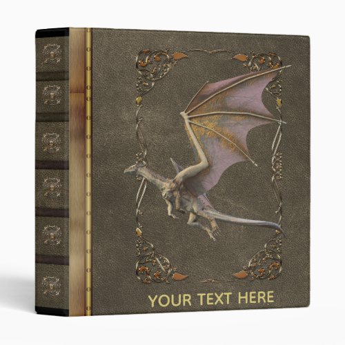 Antique Rustic Majestic Bronze Dragon Personalized 3 Ring Binder