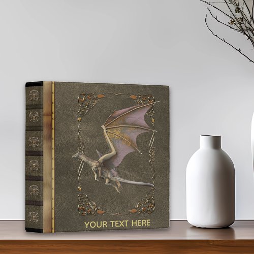 Antique Rustic Majestic Bronze Dragon Personalized 3 Ring Binder