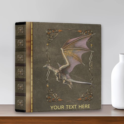 Antique Rustic Majestic Bronze Dragon Personalized 3 Ring Binder