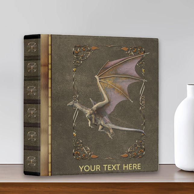 Antique Rustic Majestic Bronze Dragon Personalized 3 Ring Binder (Creator Uploaded)