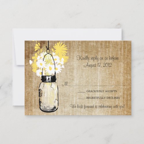 Antique Rustic Mason Jar Daisies Wildflowers RSVP