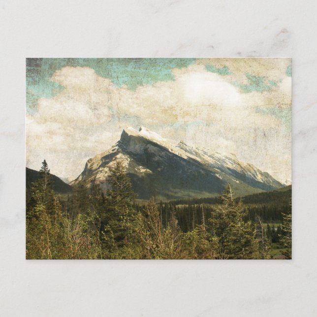 Antique rustic Mount Rundle Postcard (Front)