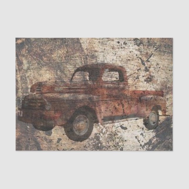 Antique Rustic Old Truck Tissue Paper (Front)