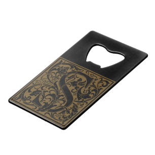 Antique S Monogram Credit Card Bottle Opener