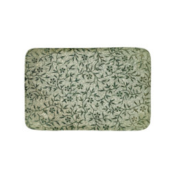 Antique Sage Green Earthy Floral Leaves &amp; Twigs Bathroom Mat