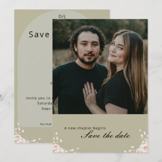 Antique Sage Green Whispered Petals Elegant photo Save The Date