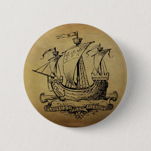 Antique Sailing Ship Pinback Button