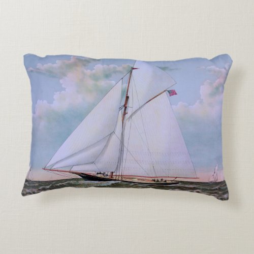 Antique Sailing Ship Sloop Yacht Sailboat Ocean Accent Pillow