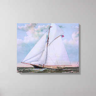Antique Sailing Ship Sloop Yacht Sailboat Ocean Canvas Print